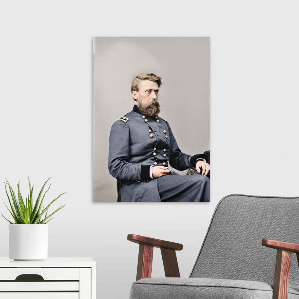 A modern room featuring Major General Jefferson C. Davis of the Union Army, circa 1860.