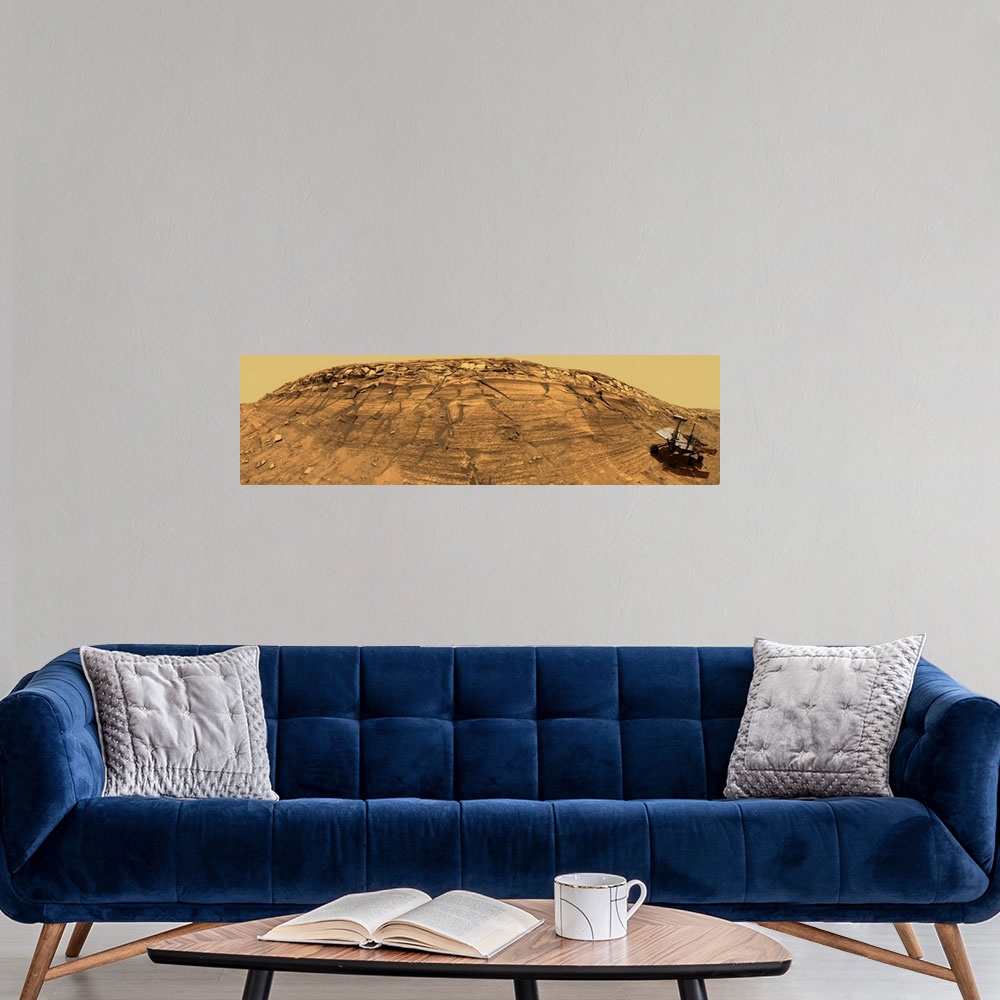 A modern room featuring Mars Exploration Rover Opportunity inside Endurance Crater