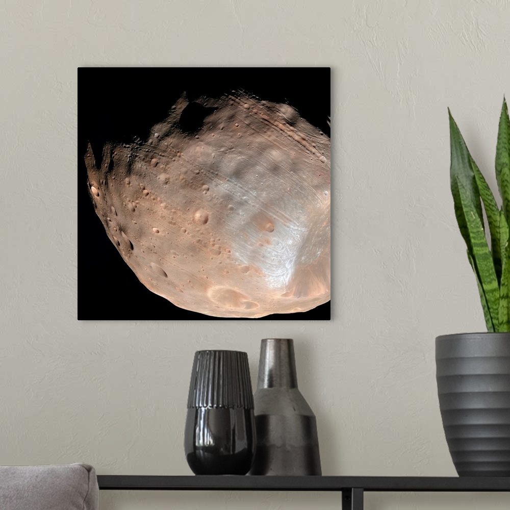 A modern room featuring Mars moon Phobos