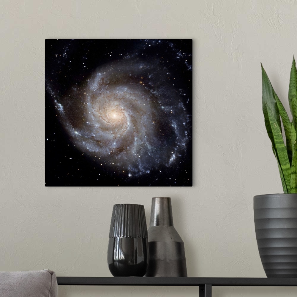 A modern room featuring Messier 101 the Pinwheel Galaxy