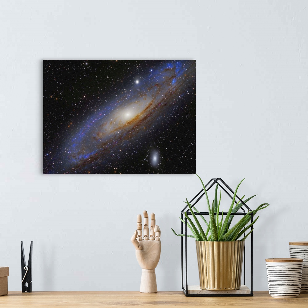 A bohemian room featuring Messier 31, the Andromeda Galaxy.