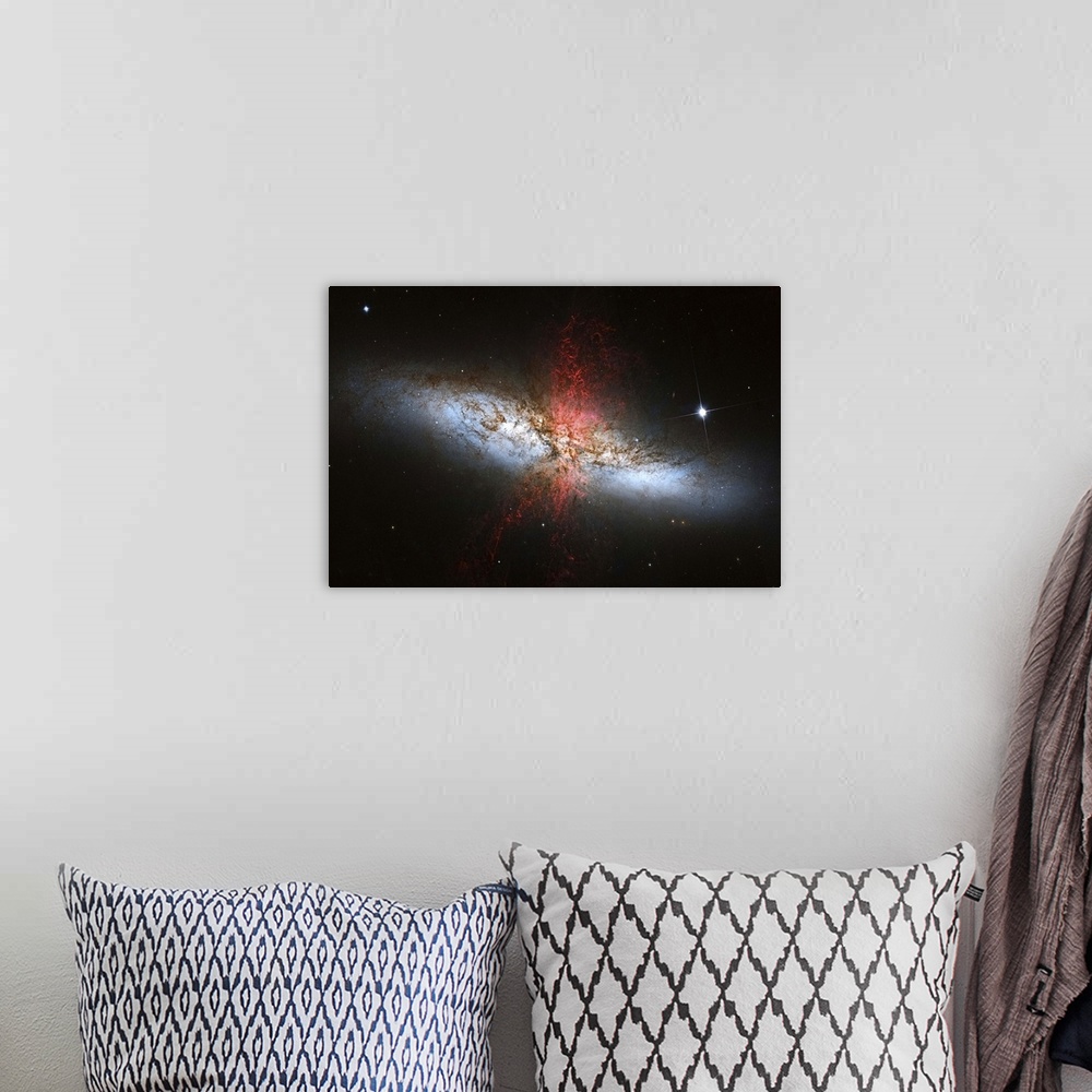 A bohemian room featuring Messier 82, a starburst galaxy in the constellation Ursa Major.