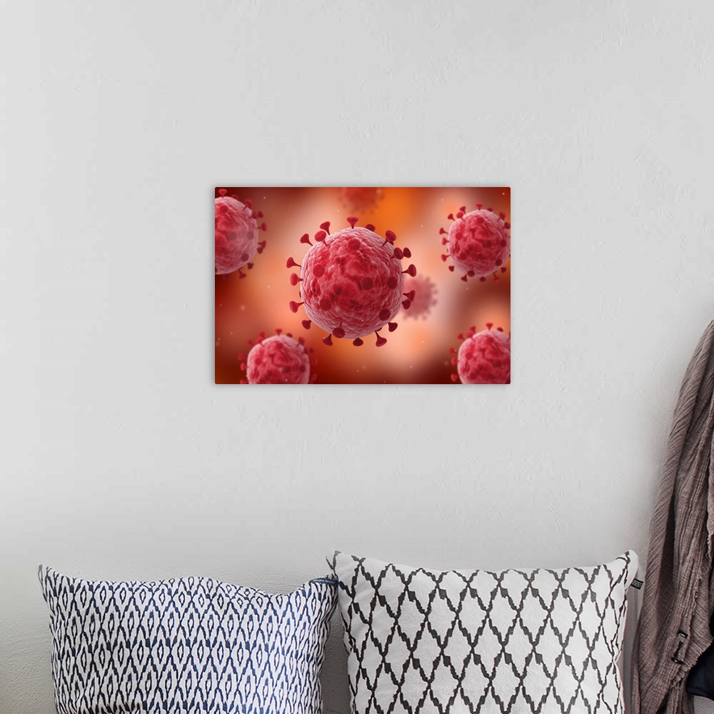 A bohemian room featuring Microscopic view of virus.