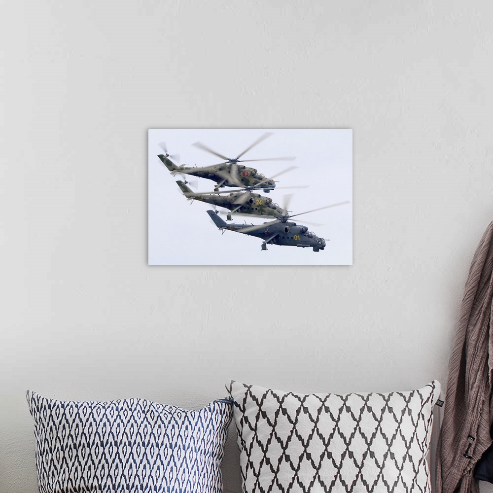 A bohemian room featuring Mil Mi-24P attack helicopters of the Russian Air Force, Torzhok, Russia.