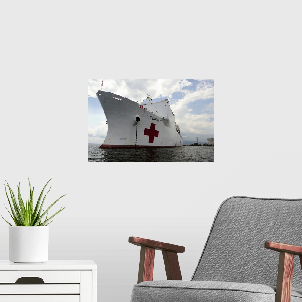 A modern room featuring April 13, 2011 - The Military Sealift Command hospital ship USNS Comfort (T-AH 20) is conducting ...