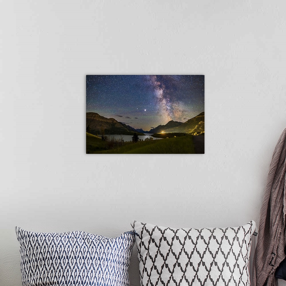 A bohemian room featuring July 13-14, 2020 - The galactic core area of the Milky Way over Waterton Lakes National Park, Alb...