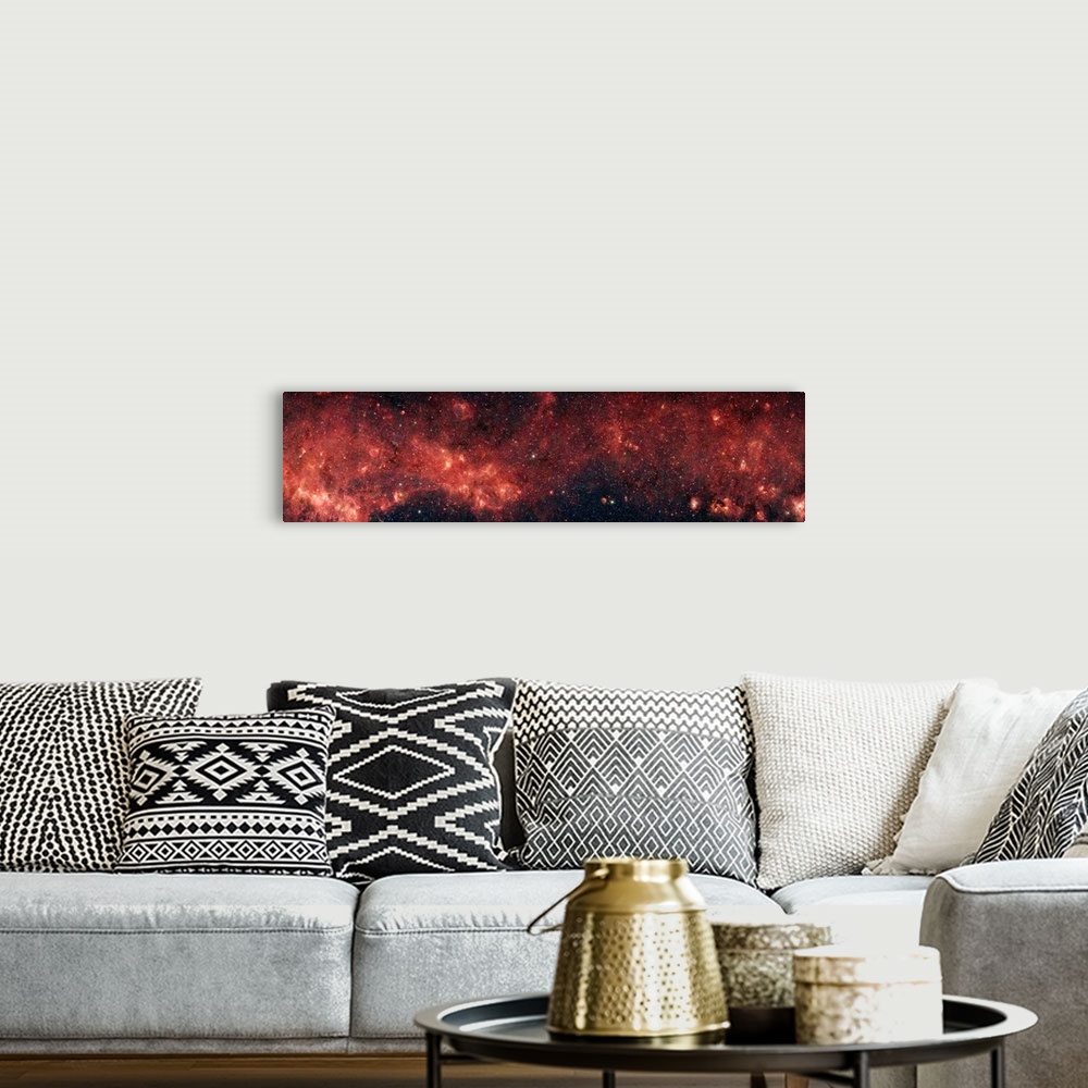 A bohemian room featuring Extremely panoramic shaped photograph of our native galaxy spread out across the sky.