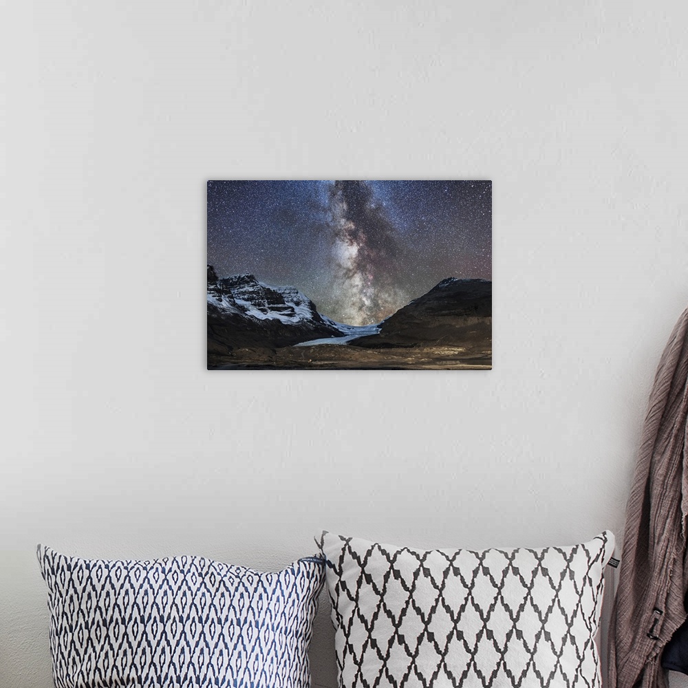 A bohemian room featuring September 14, 2014 - The Milky Way over Athabasca Glacier at the Columbia Icefields in Jasper Nat...