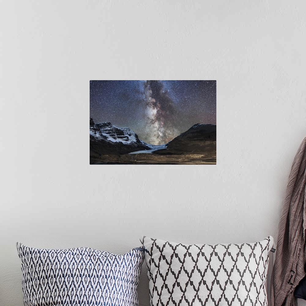 A bohemian room featuring September 14, 2014 - The Milky Way over Athabasca Glacier at the Columbia Icefields in Jasper Nat...