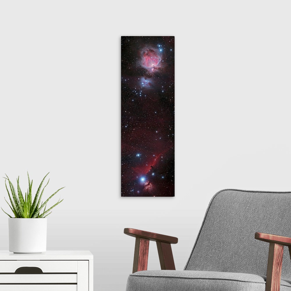 A modern room featuring Mosaic of Orion Nebula and Horsehead Nebula