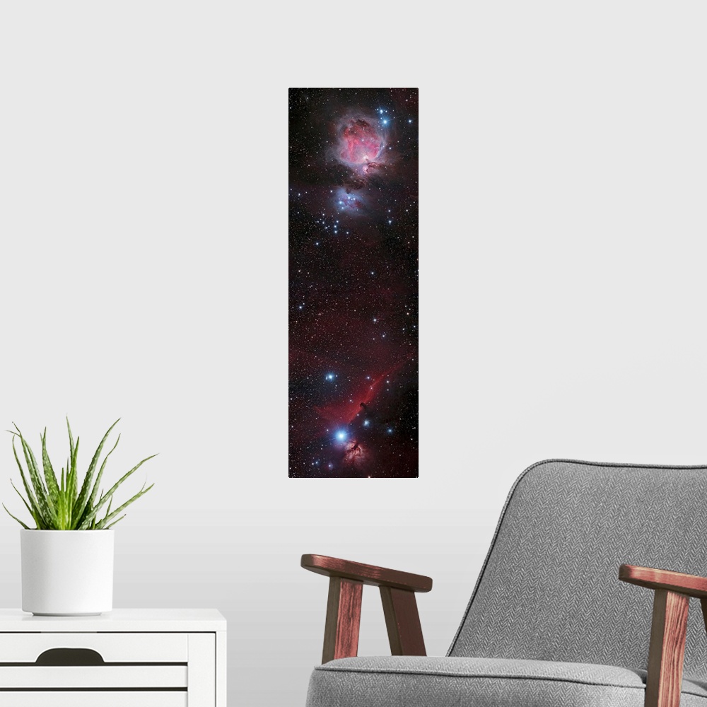 A modern room featuring Mosaic of Orion Nebula and Horsehead Nebula