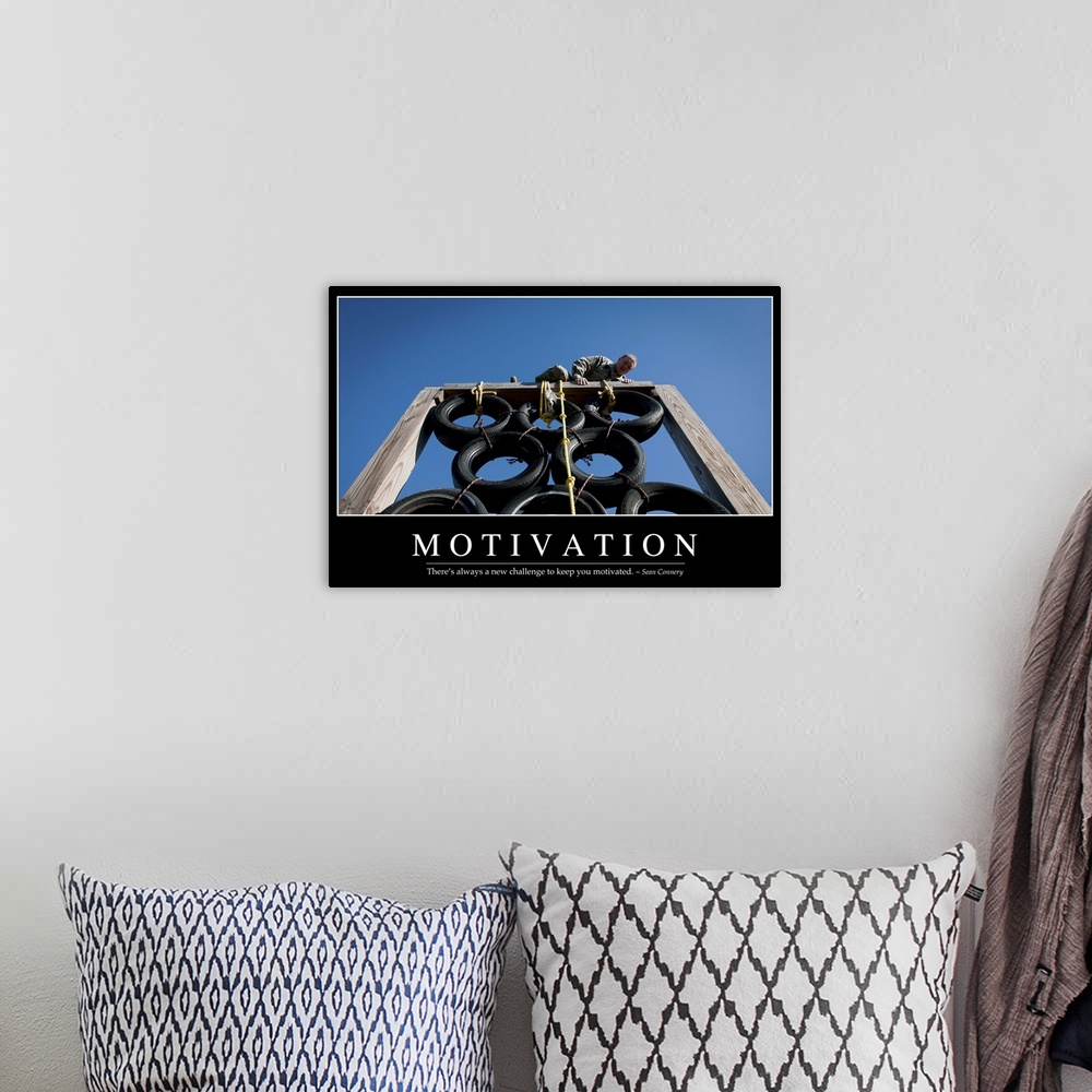 A bohemian room featuring Motivation: Inspirational Quote and Motivational Poster