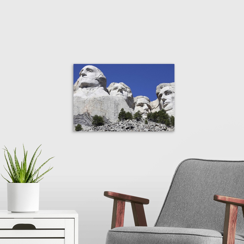 A modern room featuring Mount Rushmore National Memorial, South Dakota, USA.