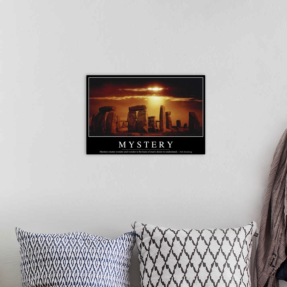 A bohemian room featuring Mystery: Inspirational Quote and Motivational Poster