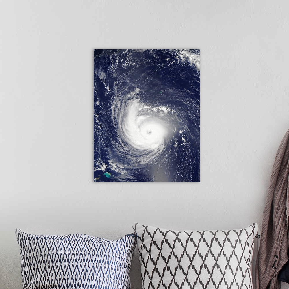A bohemian room featuring Natural-color image of Hurricane Florence in the Atlantic Ocean.