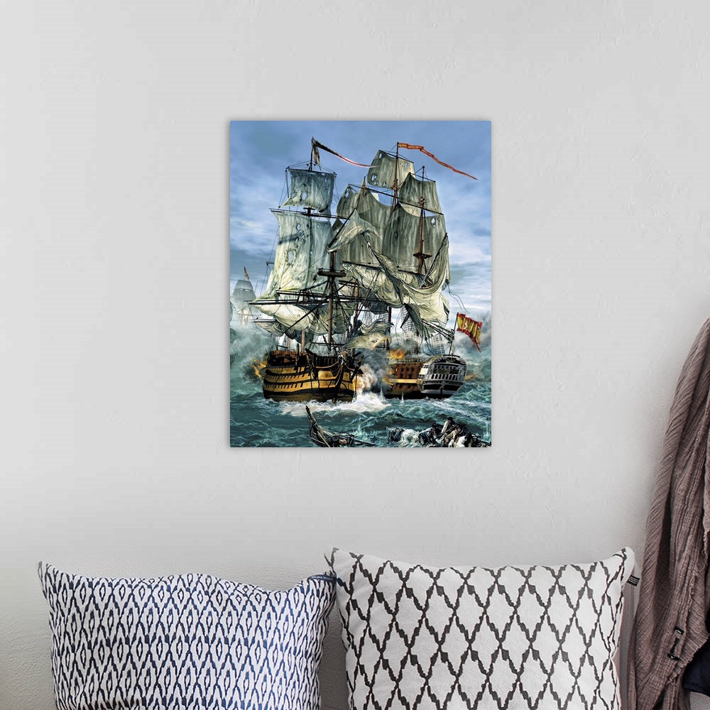 A bohemian room featuring Naval warfare were dominated by sailing ships, lasting from the 16th to the mid 19th century.