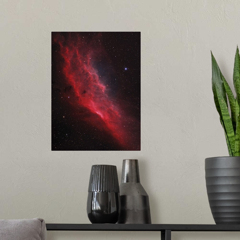 A modern room featuring NGC 1499, the California Nebula.