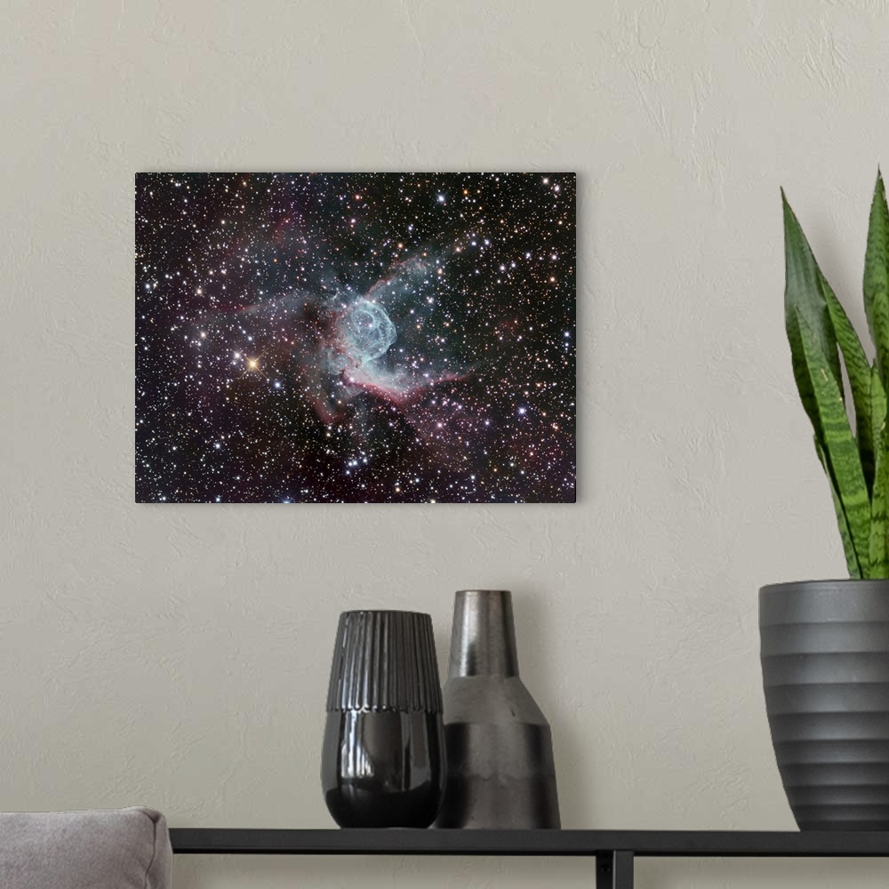 A modern room featuring NGC 2359, Thor's Helmet in Canis Major.