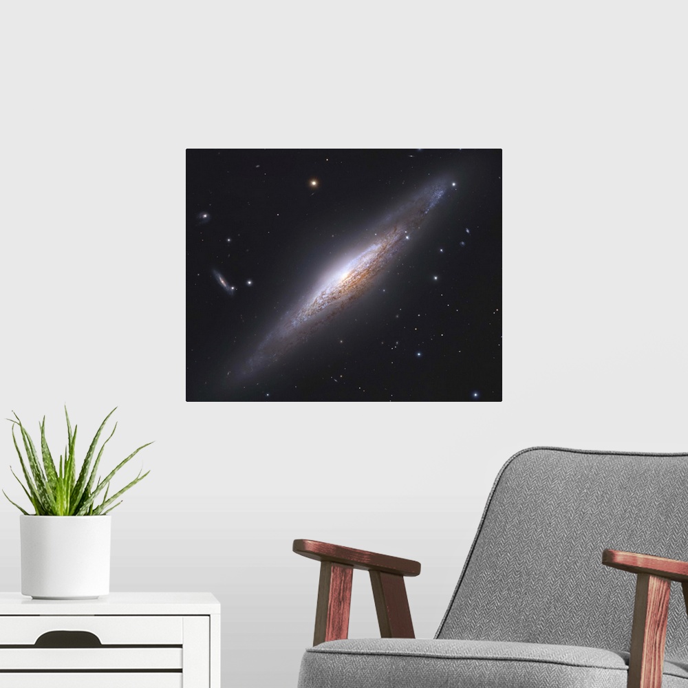 A modern room featuring NGC 2683, spiral galaxy in Lynx.