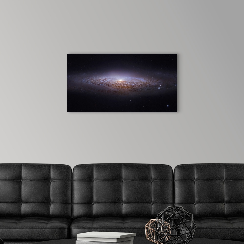 A modern room featuring NGC 2683 Unbarred Spiral Galaxy in Lynx