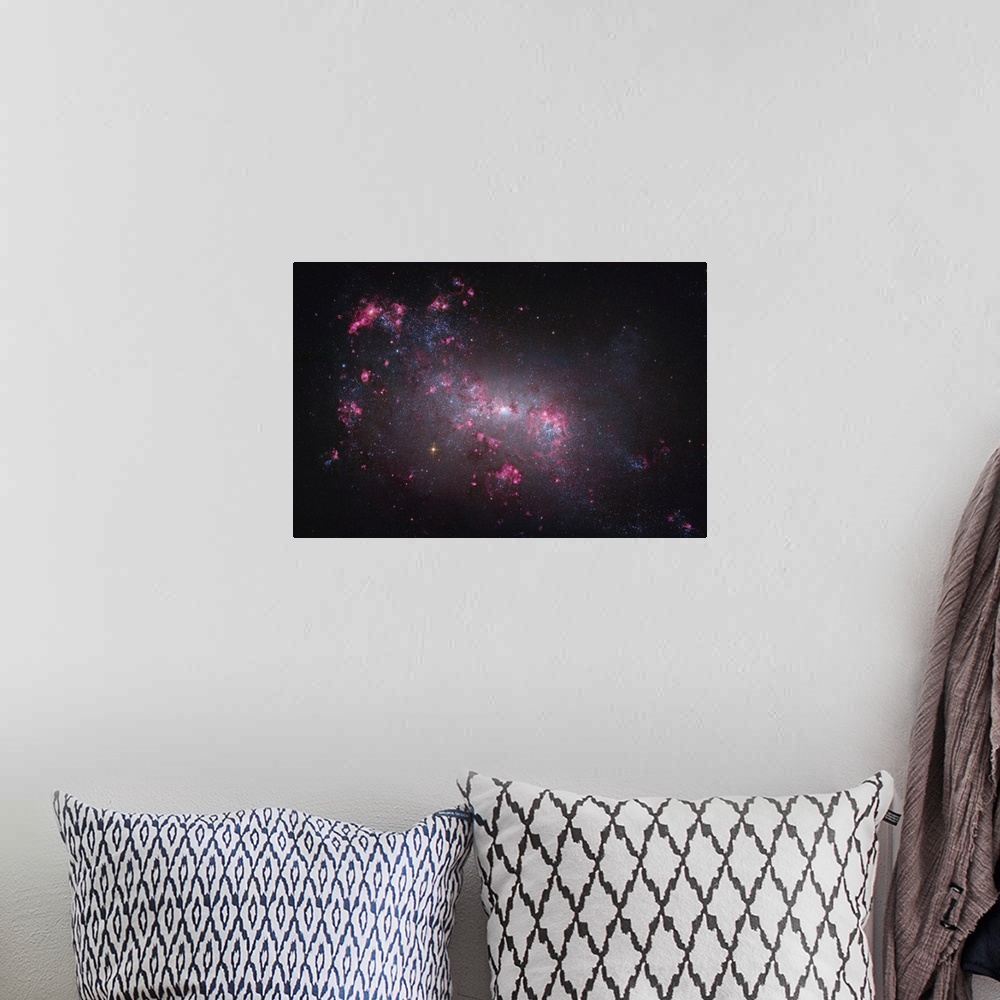 A bohemian room featuring NGC 4449, an irregular galaxy in the constellation Canes Venatici. NGC 4449 is a dwarf irregular ...