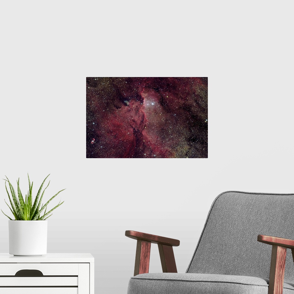 A modern room featuring NGC 6188 is an emission nebula in Ara.