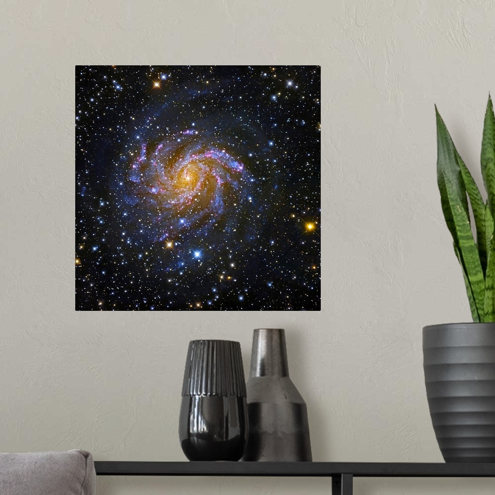 A modern room featuring NGC 6946, also known as the Fireworks Galaxy, is an intermediate spiral galaxy in Cepheus. NGC 69...