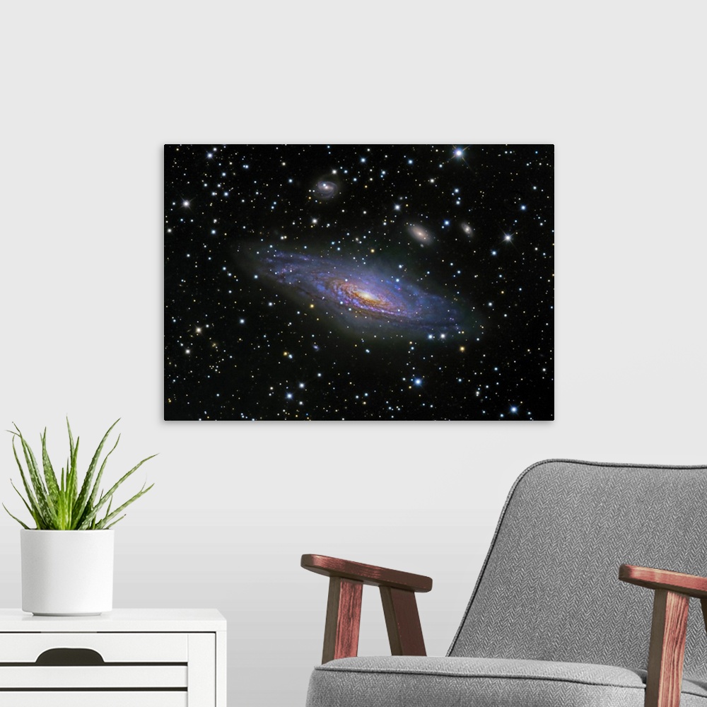 A modern room featuring NGC7331 Galaxy and its companion galaxies