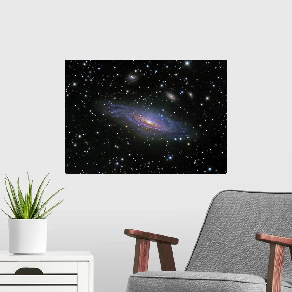 A modern room featuring NGC7331 Galaxy and its companion galaxies
