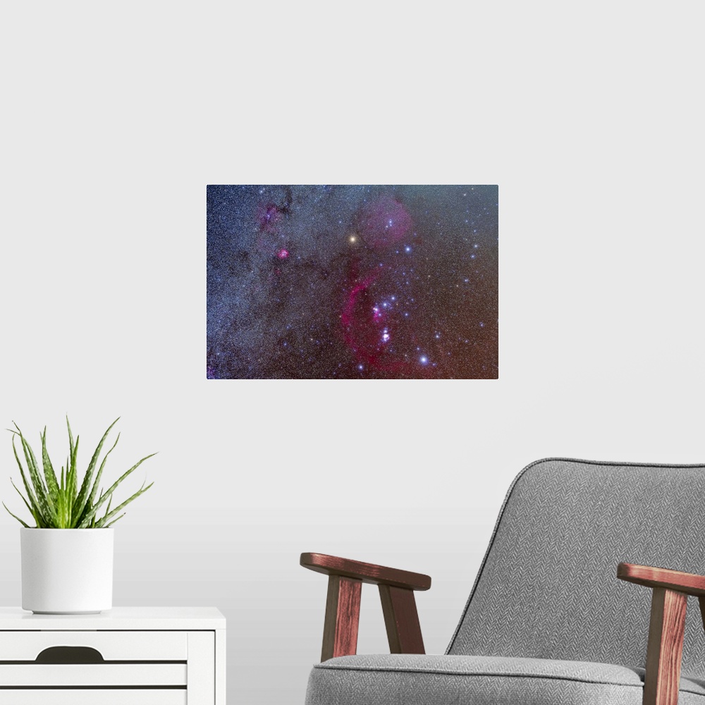 A modern room featuring Orion and Monoceros region.