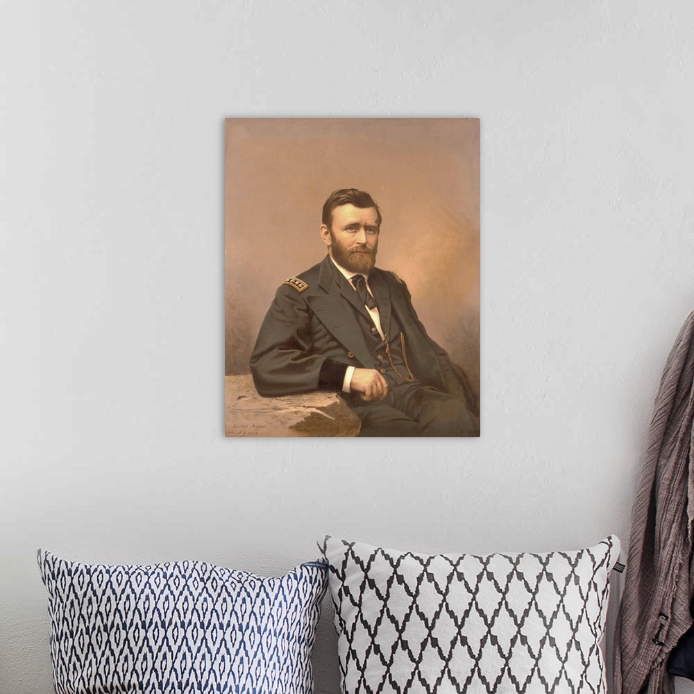 A bohemian room featuring Painting of Lieutenant General Ulysses S. Grant, circa 1867.