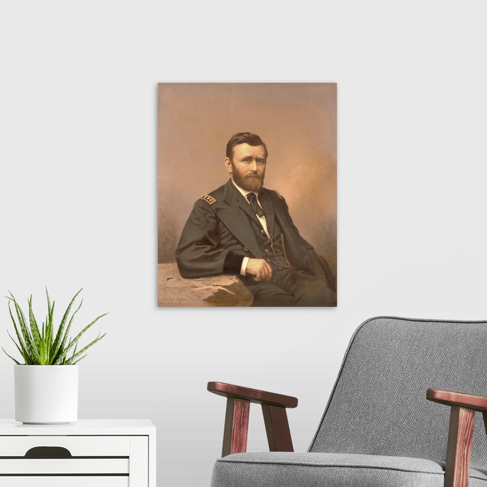 A modern room featuring Painting of Lieutenant General Ulysses S. Grant, circa 1867.