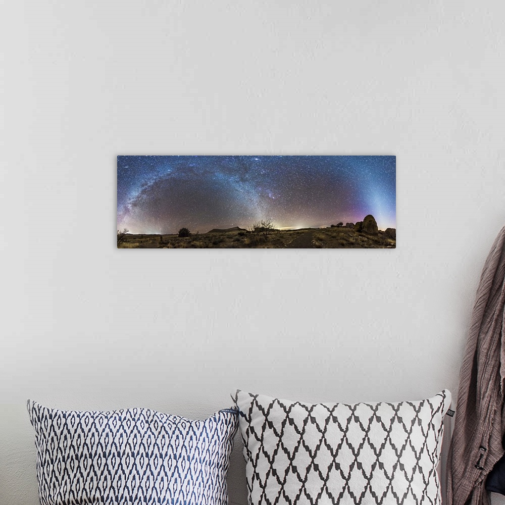A bohemian room featuring January 16, 2015 - A 360 degree rectilinear panorama of the New Mexico evening sky showing the zo...