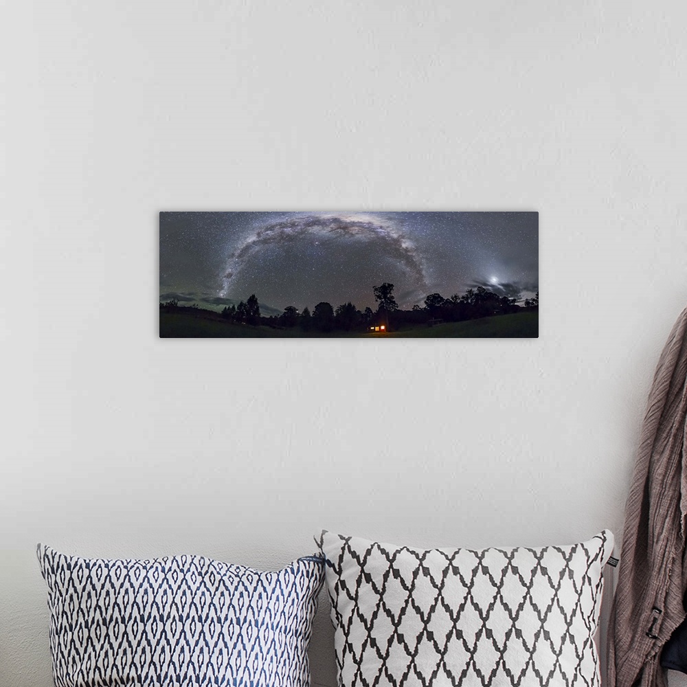 A bohemian room featuring April 11, 2014 - Panorama of the southern night sky in Australia, showing the Milky Way all the w...