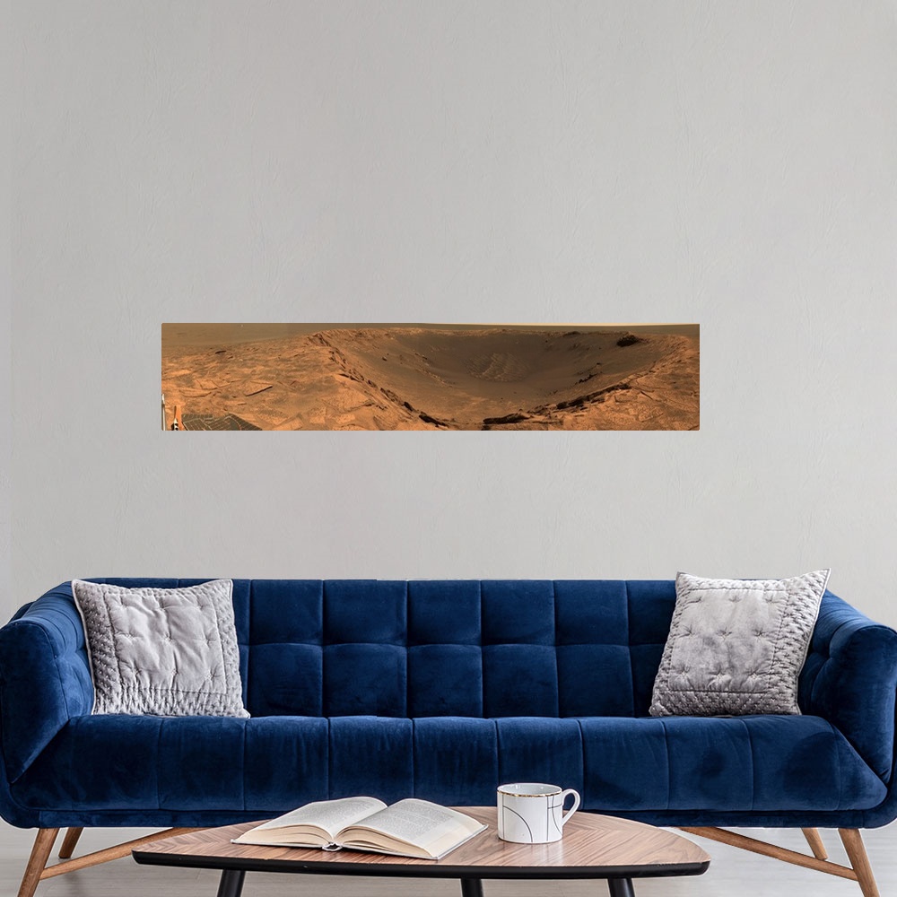 A modern room featuring Panoramic view of Mars showing the Endurance Crater