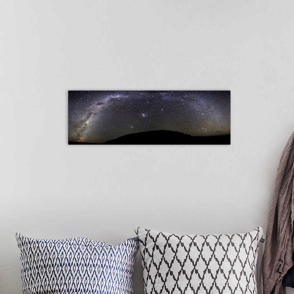 A bohemian room featuring The Milky Way in a panoramic photograph from Scorpius to Orion at the Somuncura Plateau in Argent...