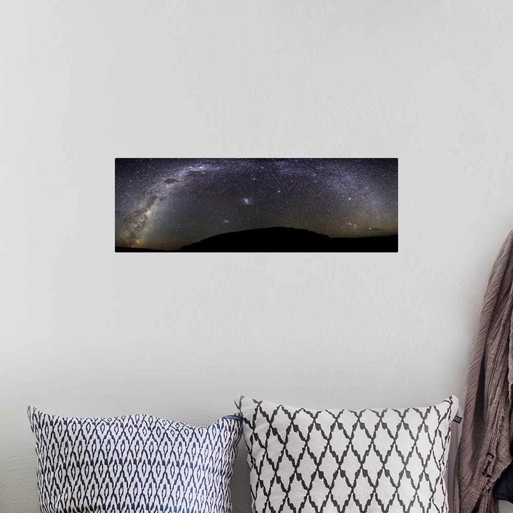 A bohemian room featuring The Milky Way in a panoramic photograph from Scorpius to Orion at the Somuncura Plateau in Argent...