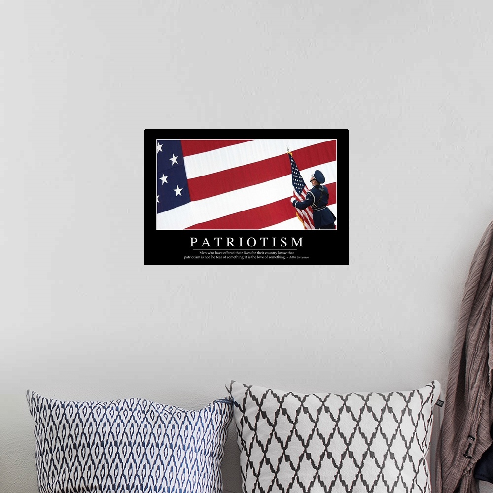A bohemian room featuring Patriotism: Inspirational Quote and Motivational Poster