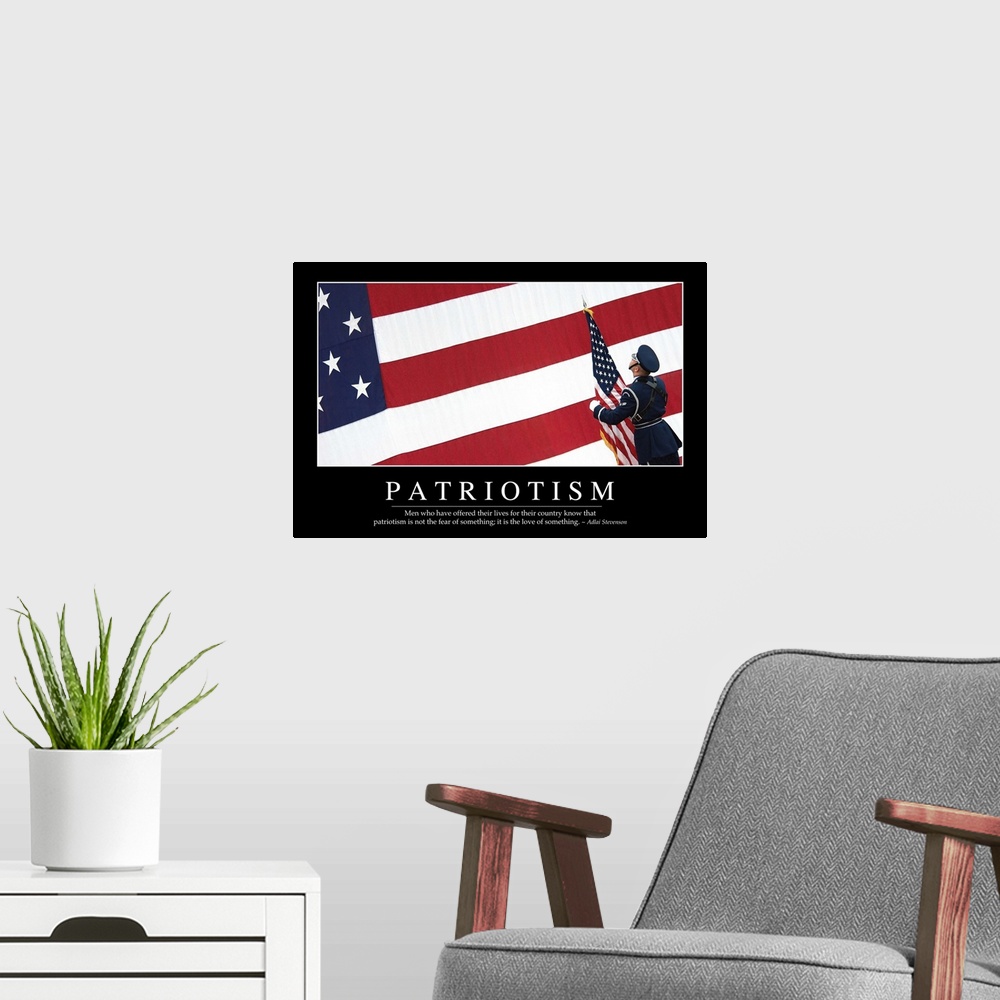 A modern room featuring Patriotism: Inspirational Quote and Motivational Poster
