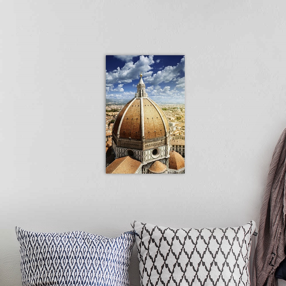 A bohemian room featuring Aerial view of Piazza del Duomo with Basilica of Saint Mary of the Flower, Florence, Italy.