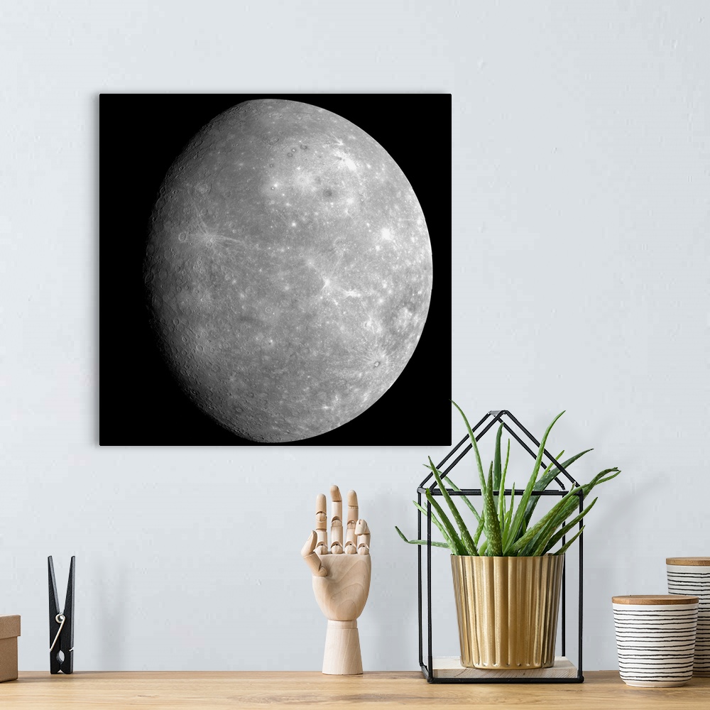 A bohemian room featuring Mosaic of the planet Mercury as seen from the MESSENGER spacecraft on the mission's first flyby o...