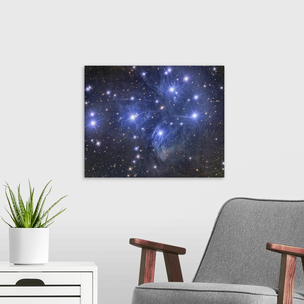 A modern room featuring Pleiades Star Cluster