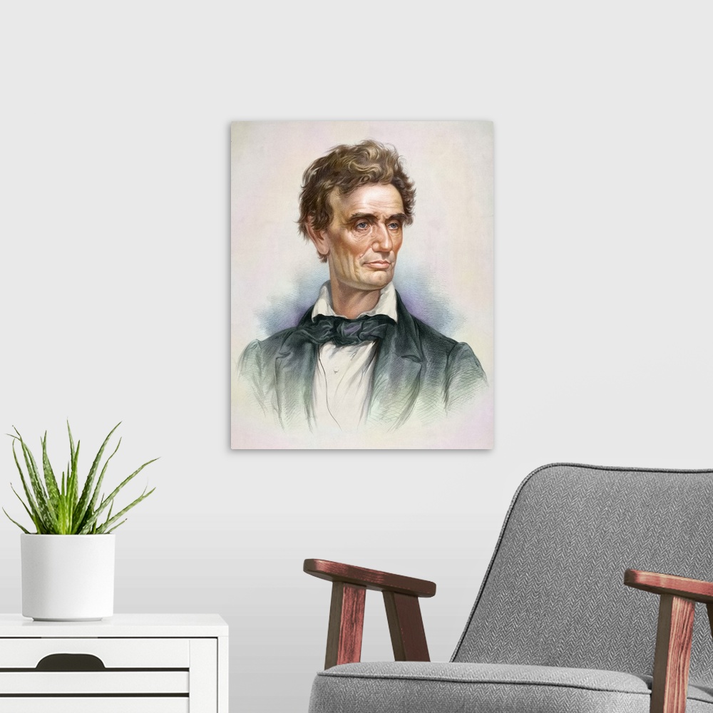 A modern room featuring Portrait of a young Abraham Lincoln.