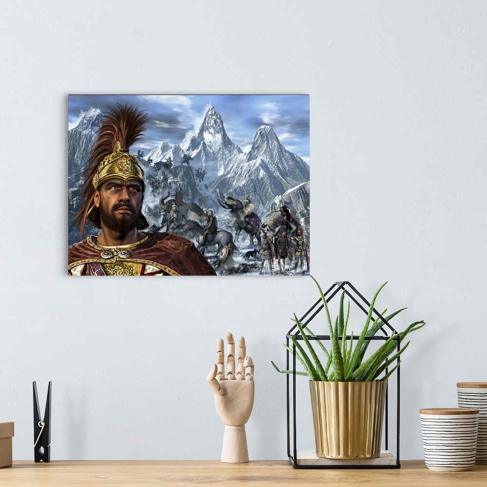 A bohemian room featuring Portrait of Hannibal and his troops crossing the Alps.
