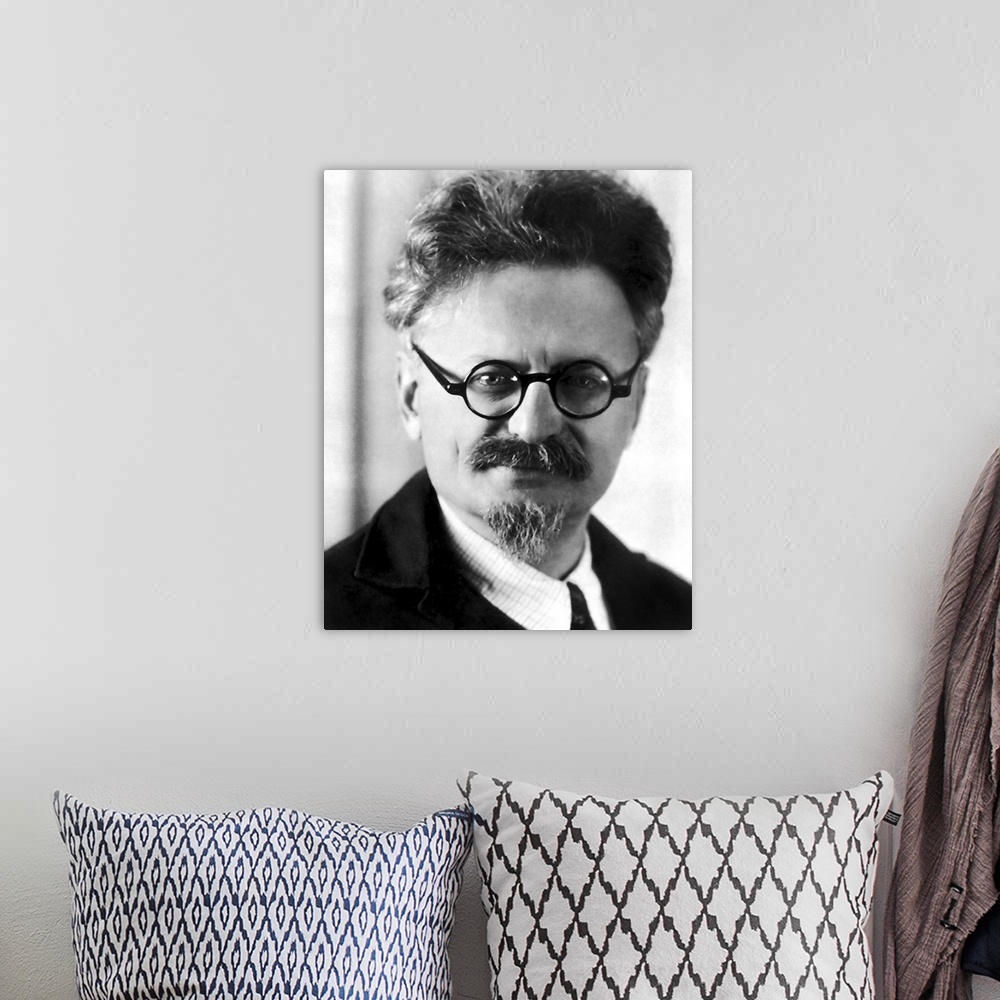A bohemian room featuring Portrait of Russian Commissar Leon Trotsky.