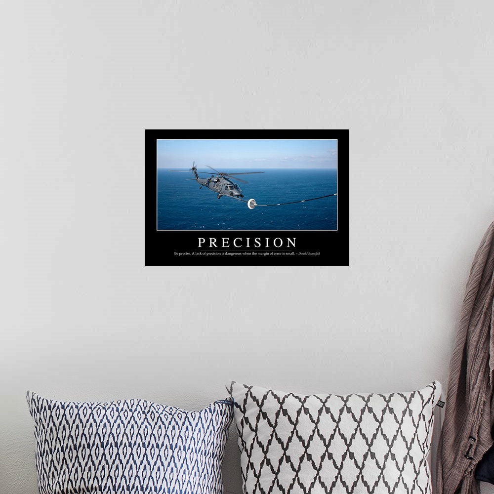 A bohemian room featuring Precision: Inspirational Quote and Motivational Poster