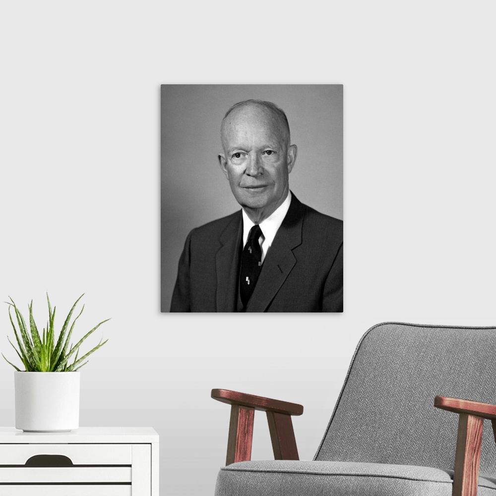 A modern room featuring Digitally restored American history photo of President Dwight Eisenhower.