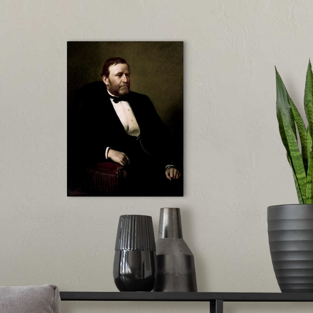 A modern room featuring Vintage American History painting of President Ulysses S. Grant.