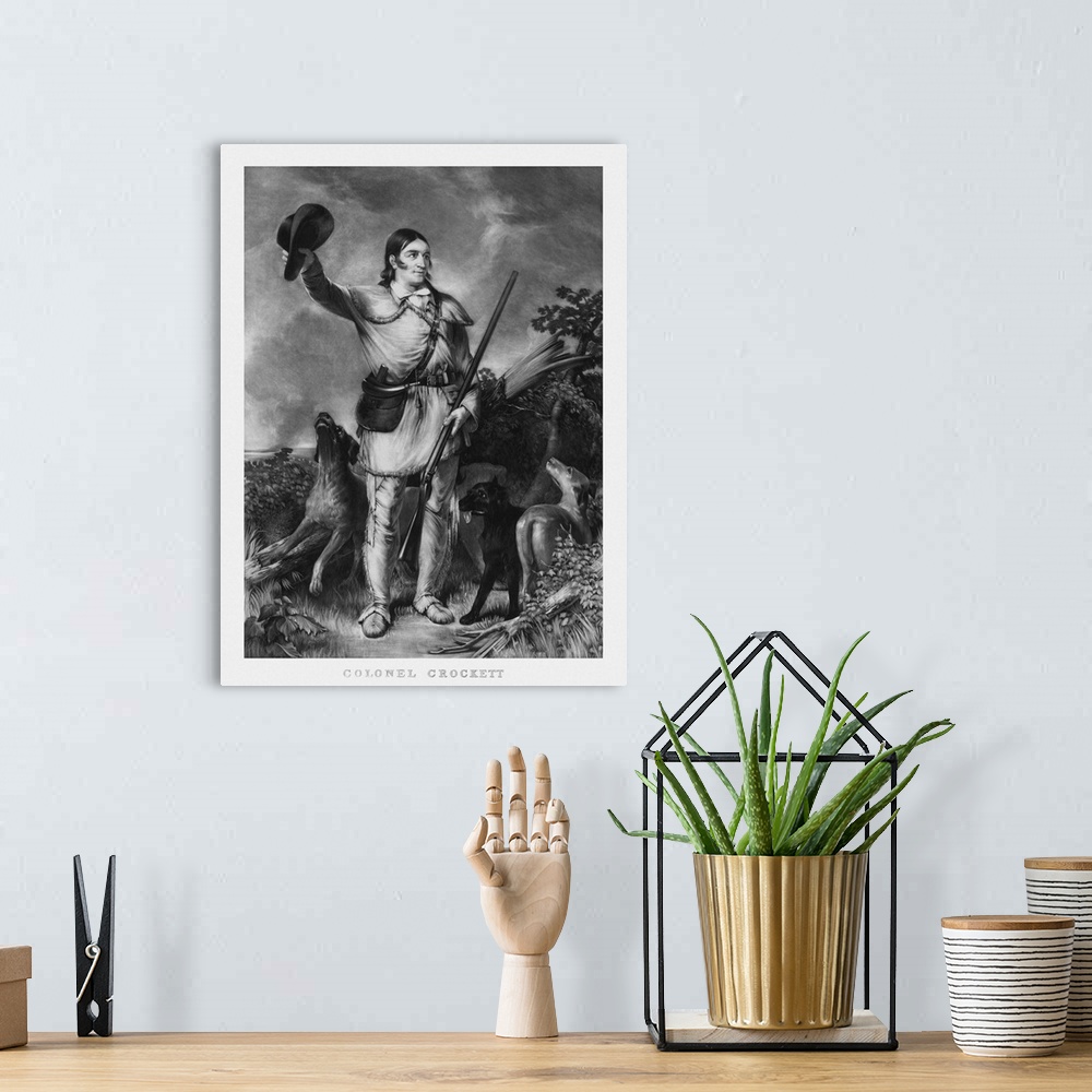 A bohemian room featuring Print of folk hero and frontiersman Davy Crockett.