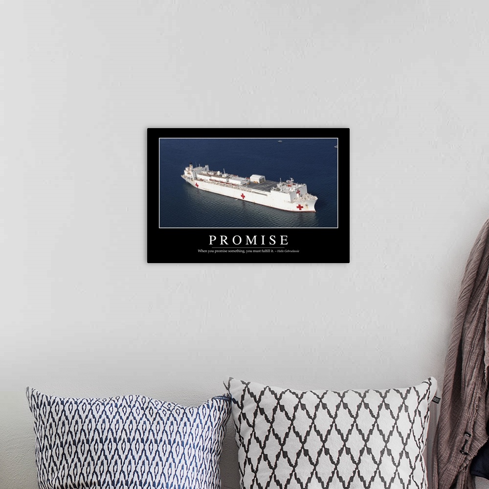 A bohemian room featuring Promise: Inspirational Quote and Motivational Poster
